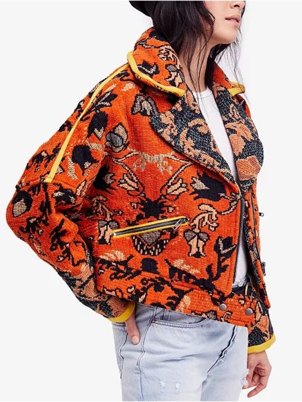 RARE 🔸Free People Mosaic Printed Moto Jacket Size Medium